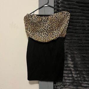 Wet Seal Strapless Leopard Print and Black Dress